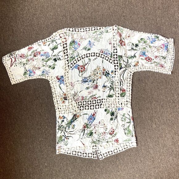 NWT Kimono/Cover Up One Size Embroidered/Crochet Beautiful Print/Colors Cruise - Picture 14 of 16